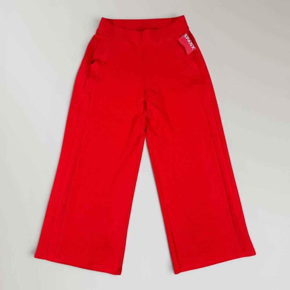 NWT Spanx Air Essentials Red Wide Leg Sweatpants Track Pant 21802Q Sz Petite Lrg